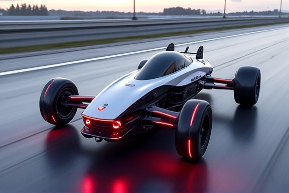 Drone de carreras volando rápidamente