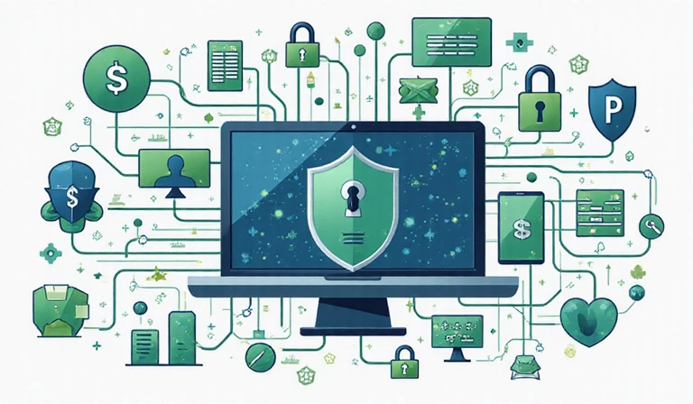 Ilustración de seguridad de datos y privacidad en línea